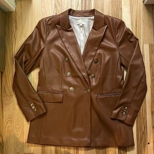 LOFT Cognac Double-Breasted Blazer